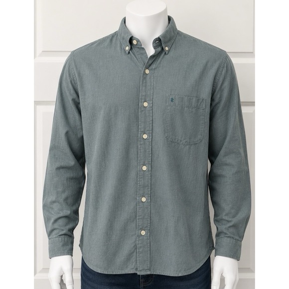 Izod Other - IZOD LACOSTE Men's Long Sleeve Shirt Button Down Large L Heathered Green Preppy